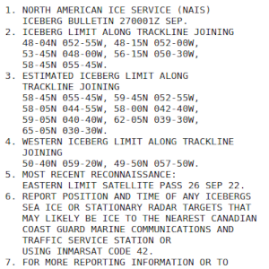 iceberg bulletin